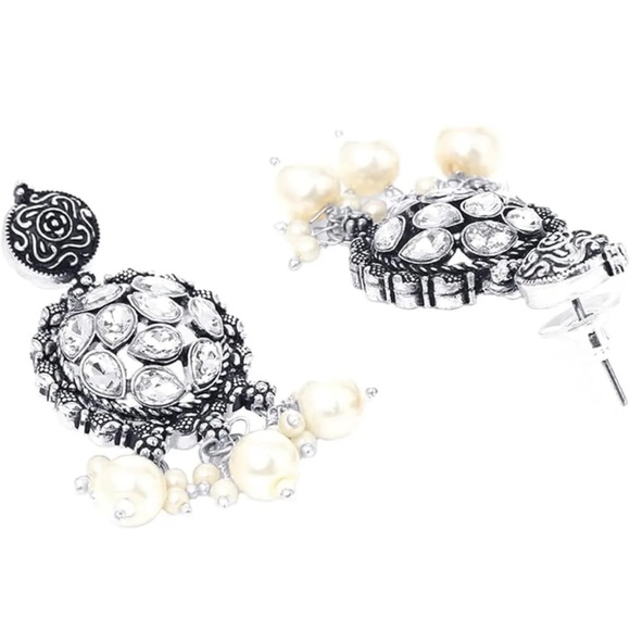 Oxidized Handcrafted Jewellery set Necklace with Earrings|Indian Choker set - Picture 4 of 7